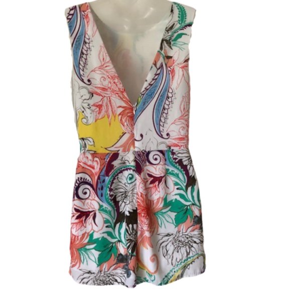 Saks Fifth Avenue Crepe Floral Romper - M - Picture 4 of 7